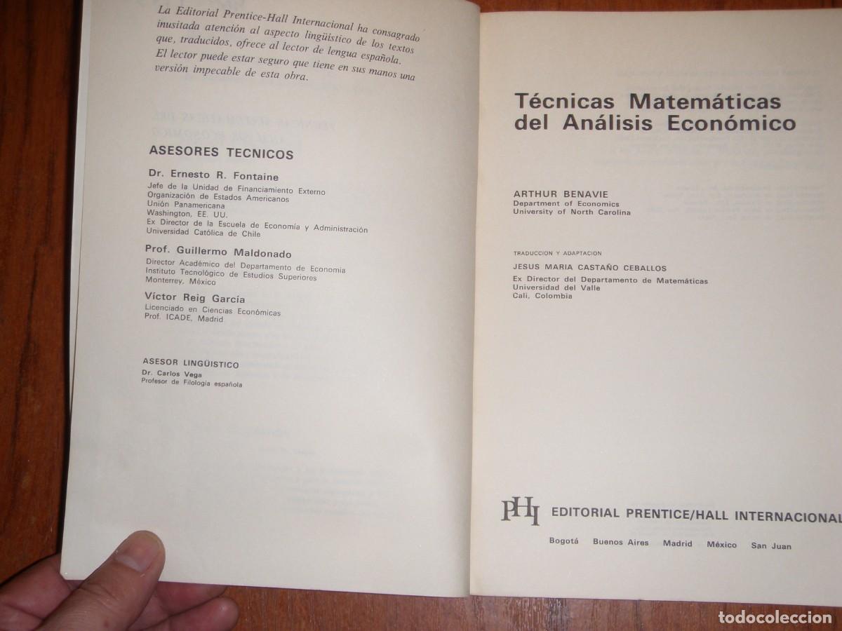 Libros de segunda mano de ciencias: TECNICAS MATEM&Aacute;TICAS DE AN&Aacute;LISIS ECON&Oacute;MICO - Foto 3