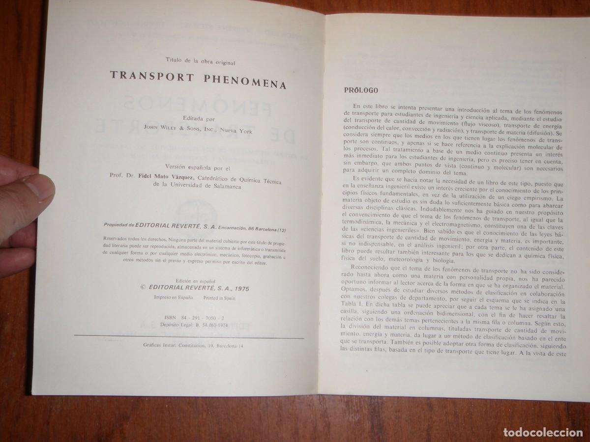 Libros de segunda mano de ciencias: FENOMENOS DE TRANSPORTE ED REVERTE - Foto 4