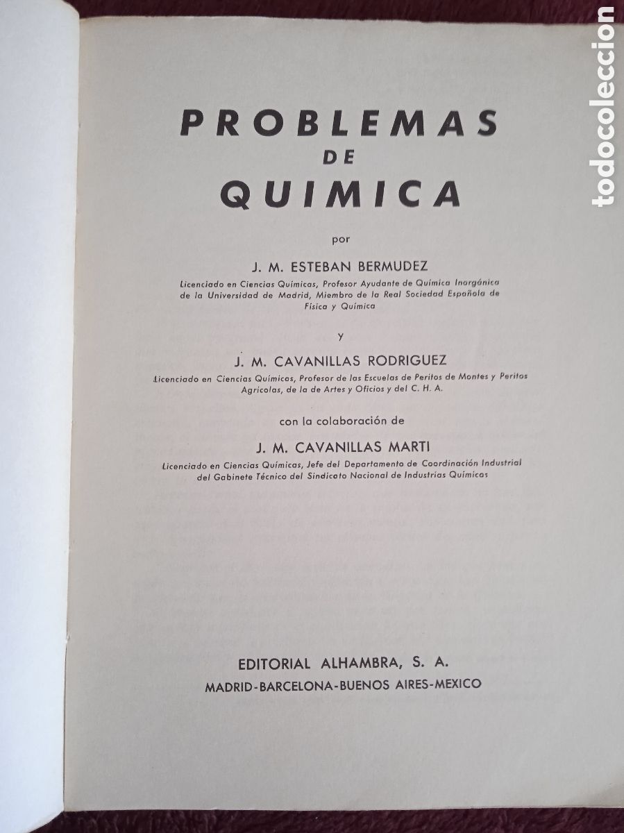 Libros de segunda mano de ciencias: PROBLEMAS DE QUIMICA / JM ESTEBAN , JM CAVANILLAS - 1969 - Foto 2