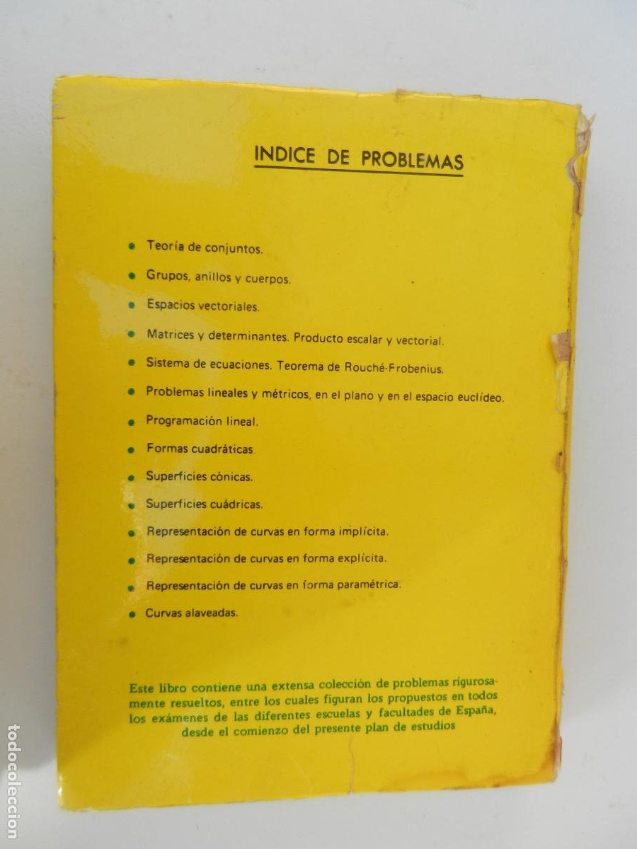 Libros de segunda mano de ciencias: PROBLEMAS DE ALGEBRA LINEAL - PUBLICACIONES R.A.E.C. 1971. - Foto 4