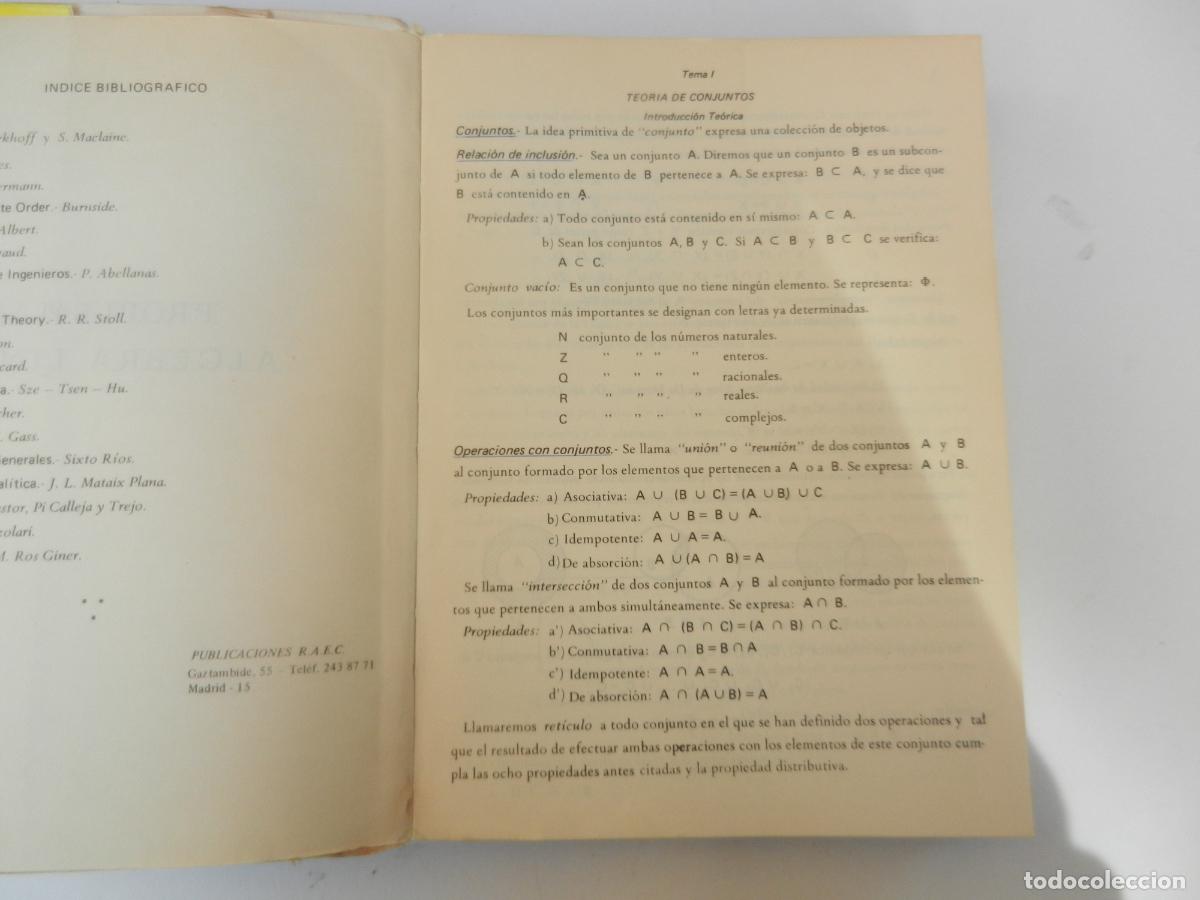Libros de segunda mano de ciencias: PROBLEMAS DE ALGEBRA LINEAL - PUBLICACIONES R.A.E.C. 1971. - Foto 6