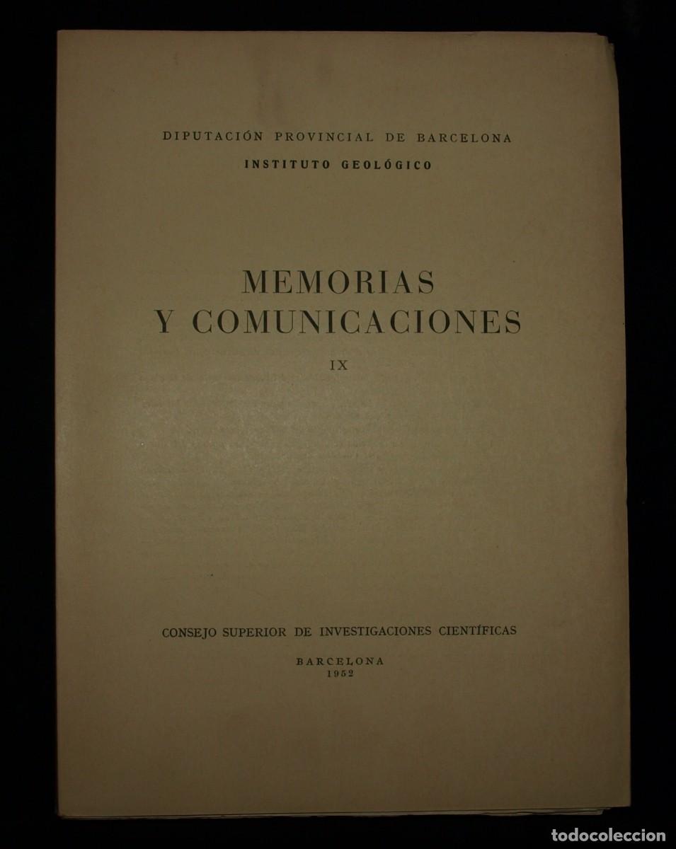 Libros de segunda mano: MEMORIAS Y COMUNICACIONES IX - INSTITUTO GEOLOGICO - Foto 1