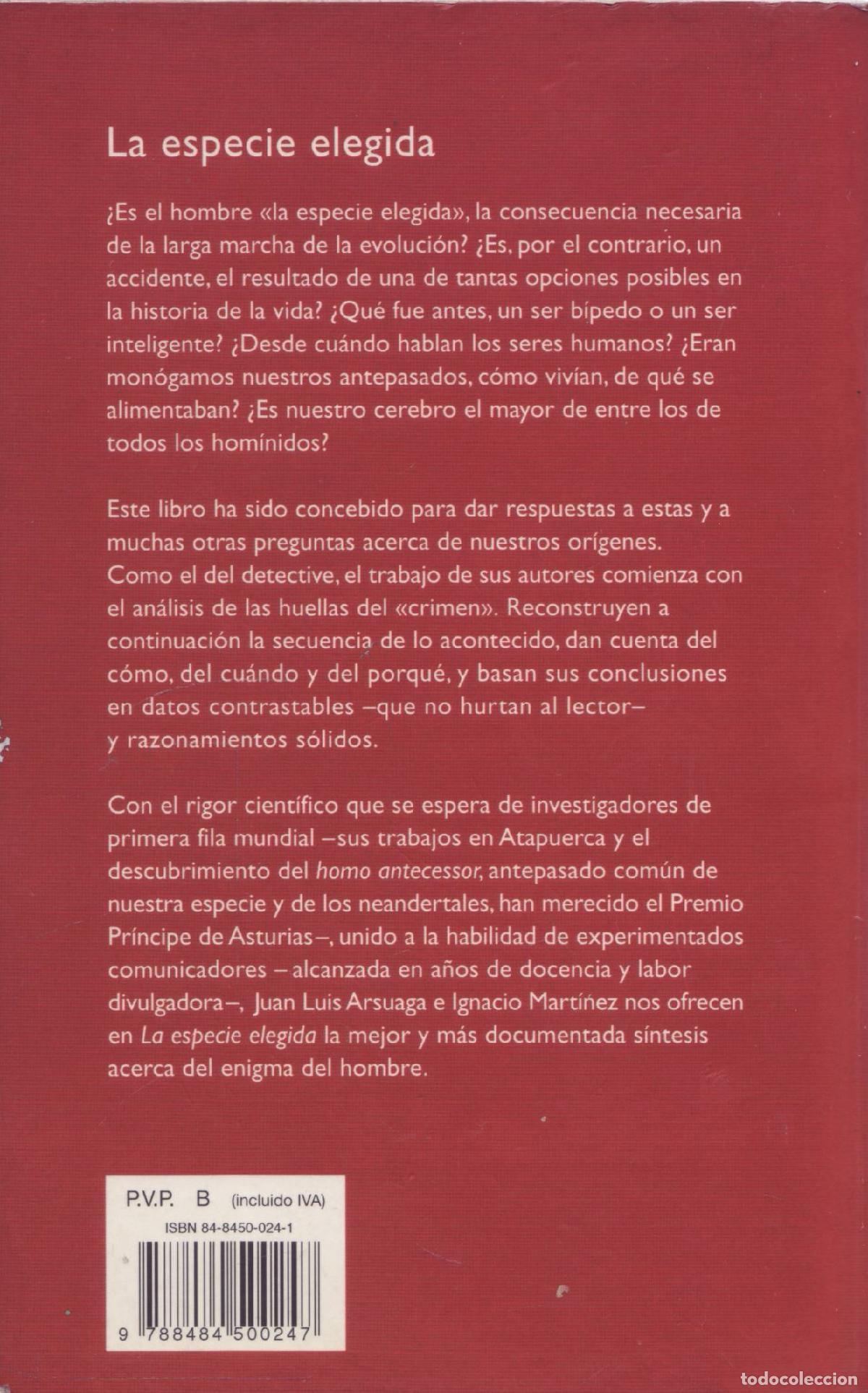 Libros de segunda mano: La especie elegida - Arsuaga, Juan Luis - Foto 3