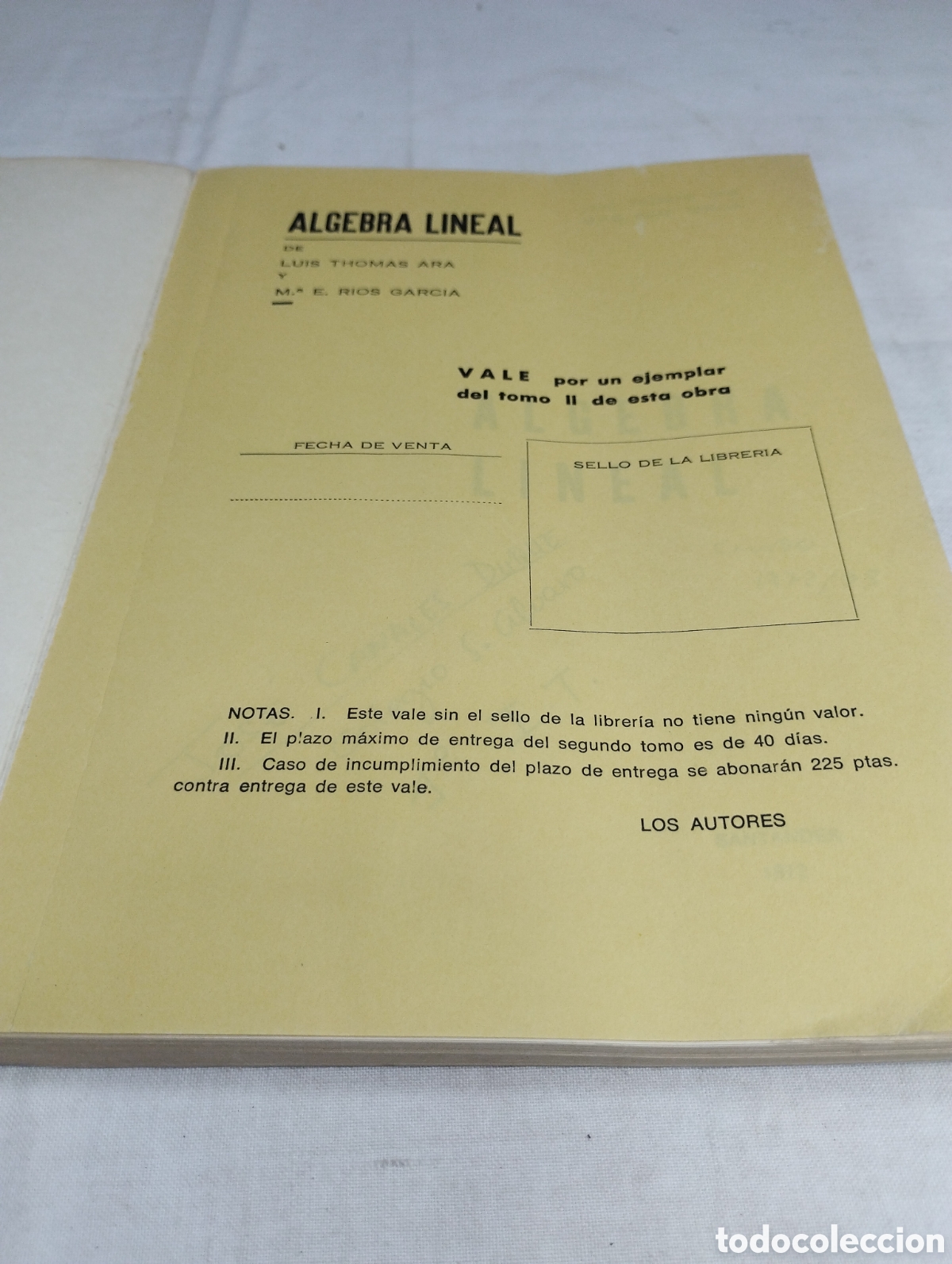 Libros de segunda mano de ciencias: &Aacute;lgebra lineal. Luis Thomas y M. Encarnaci&oacute;n R&iacute;os, 1972 - Foto 2