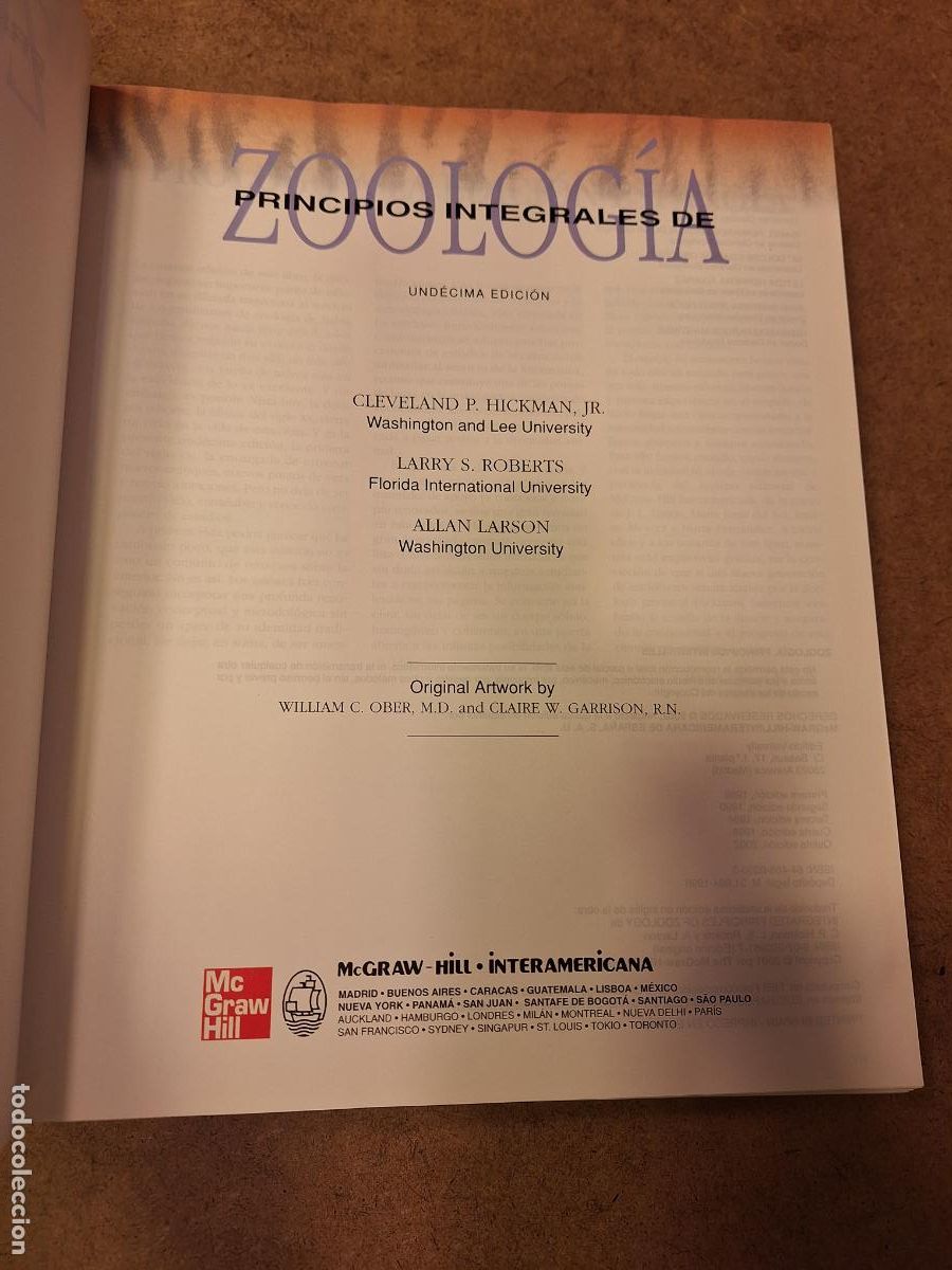 Libros de segunda mano: Principios integrales de Zoolog&iacute;a - Hickman - Roberts - Larson - Foto 3