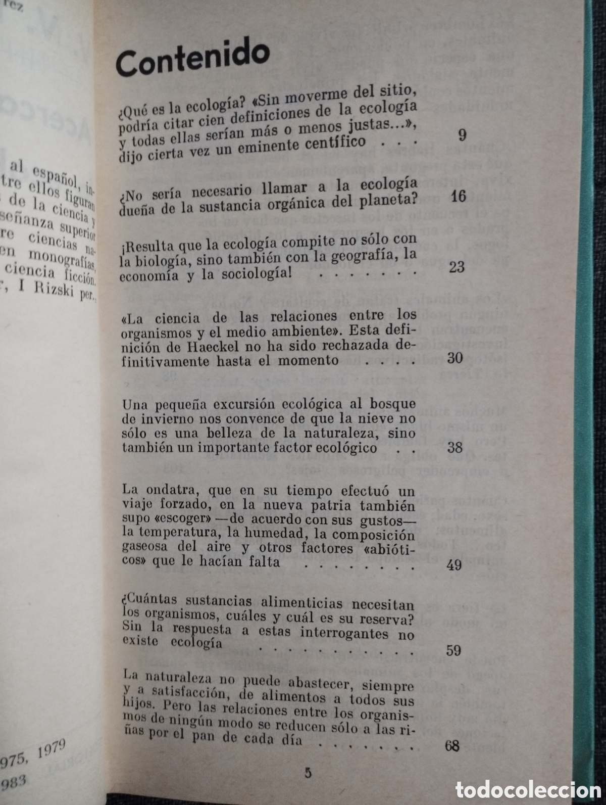 Libros de segunda mano: ACERCA DE LA ECOLOGIA (V. V. DIOZHKIN) - Foto 3