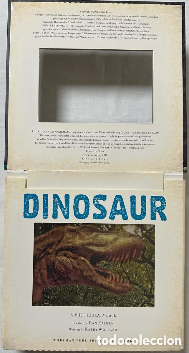 Libros de segunda mano: Dinosaur. A photicular book. Dan Kainen. En movimiento. 2018, primera edici&oacute;n. - Foto 5