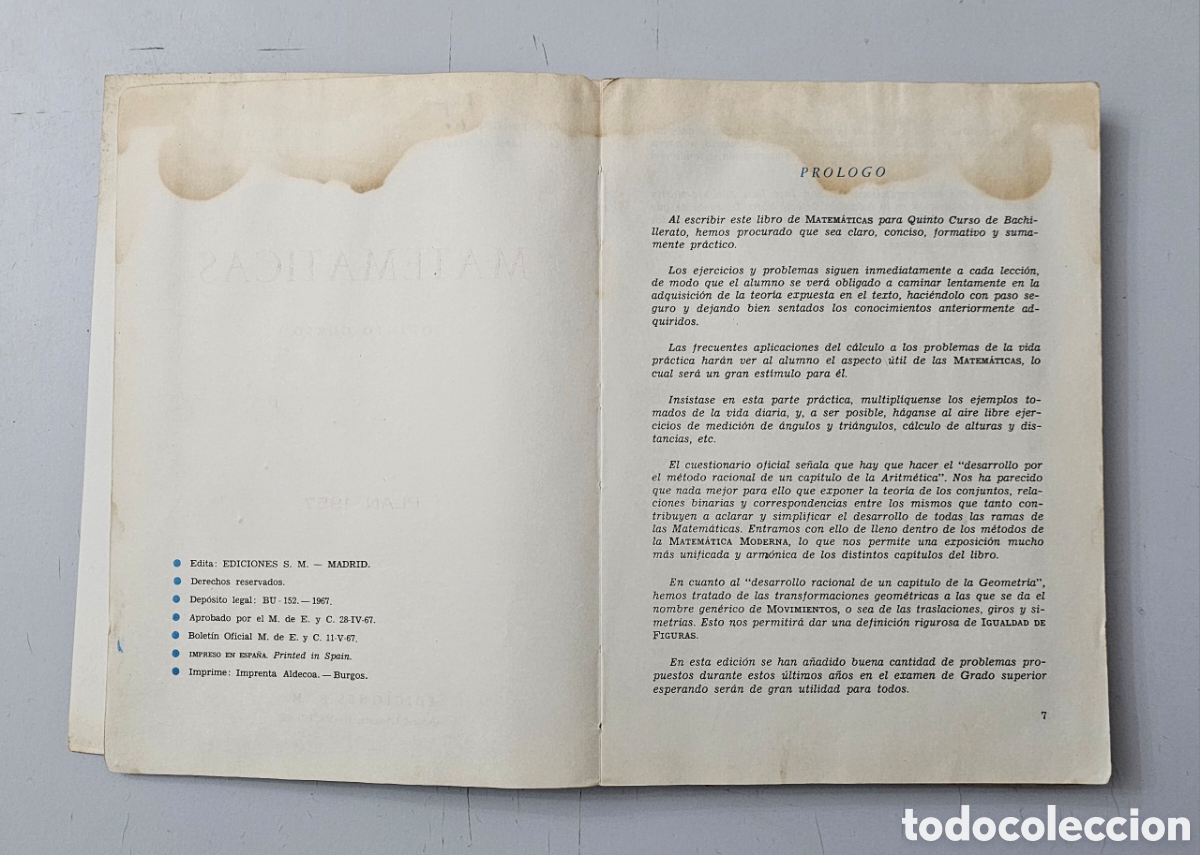 Libros de segunda mano de ciencias: LIBRO MATEMATICAS 5&deg; CURSO (Espa&ntilde;a - Ediciones S.M. - 1967) SIGNOS DE USO - Foto 10