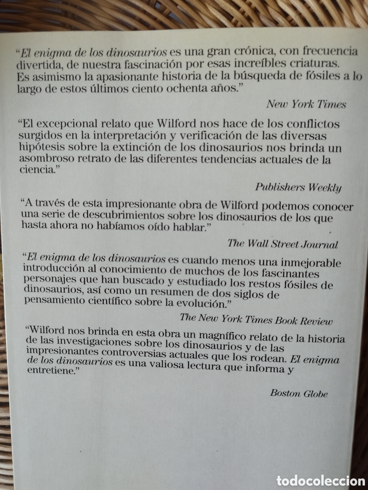Libros de segunda mano: John Noble Wilford&rdquo;El Enigma de los Dinosaurios&rdquo;. - Foto 2