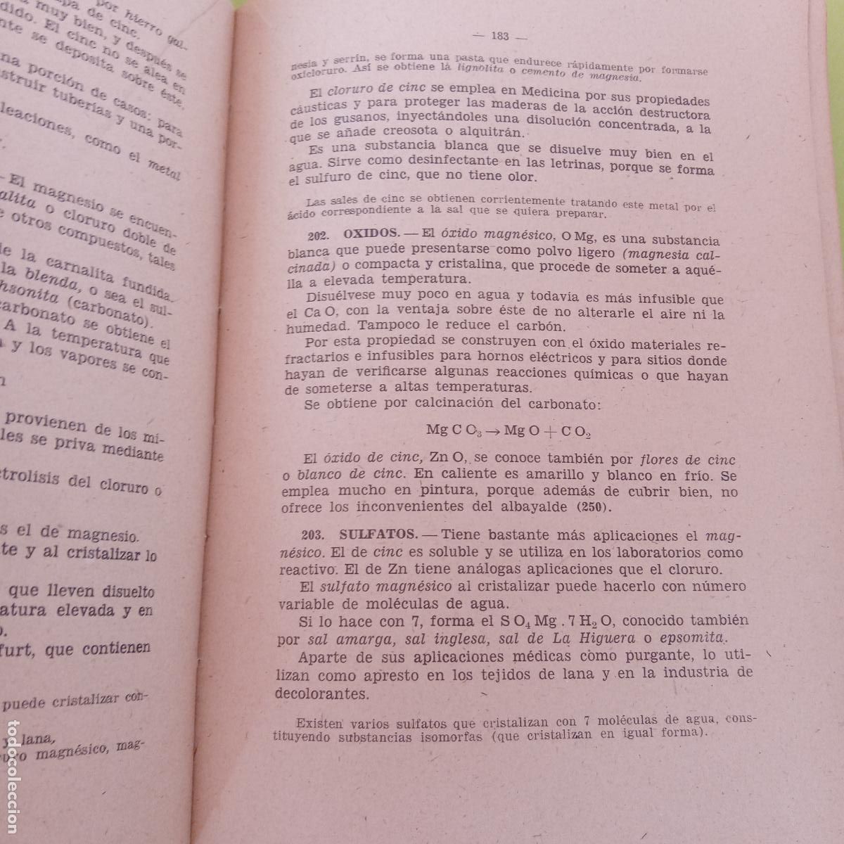 Libros de segunda mano de ciencias: QU&Iacute;MICA. EMILIO MORENO ALCA&Ntilde;IZ. 1942 - Foto 2