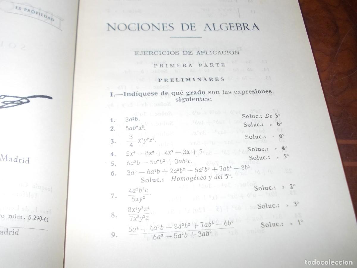 Libros de segunda mano de ciencias: Algebra y Trigonometr&iacute;a solucionario. Ediciones Bru&ntilde;o 8&ordf; ed. 1.961 - Foto 3