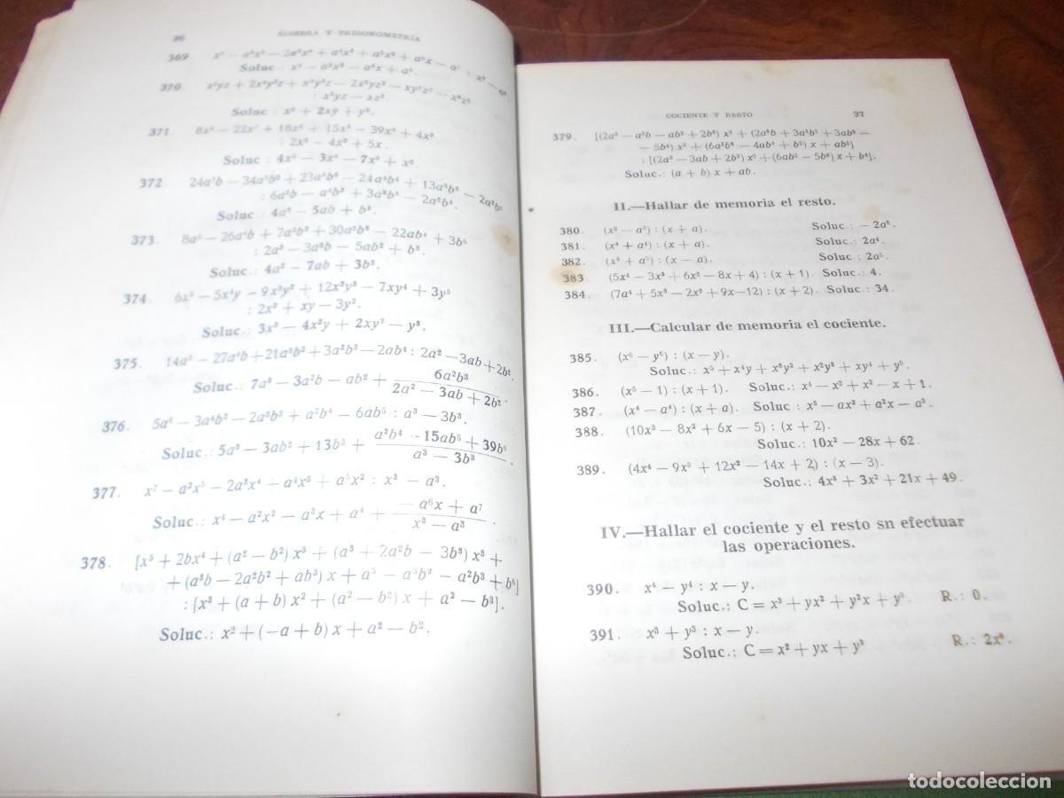 Libros de segunda mano de ciencias: Algebra y Trigonometr&iacute;a solucionario. Ediciones Bru&ntilde;o 8&ordf; ed. 1.961 - Foto 4