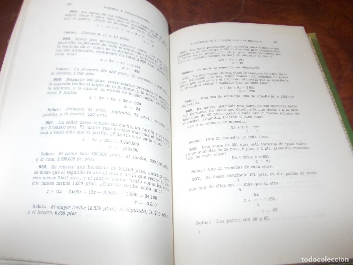Libros de segunda mano de ciencias: Algebra y Trigonometr&iacute;a solucionario. Ediciones Bru&ntilde;o 8&ordf; ed. 1.961 - Foto 5