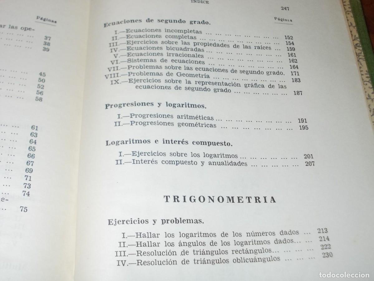 Libros de segunda mano de ciencias: Algebra y Trigonometr&iacute;a solucionario. Ediciones Bru&ntilde;o 8&ordf; ed. 1.961 - Foto 9