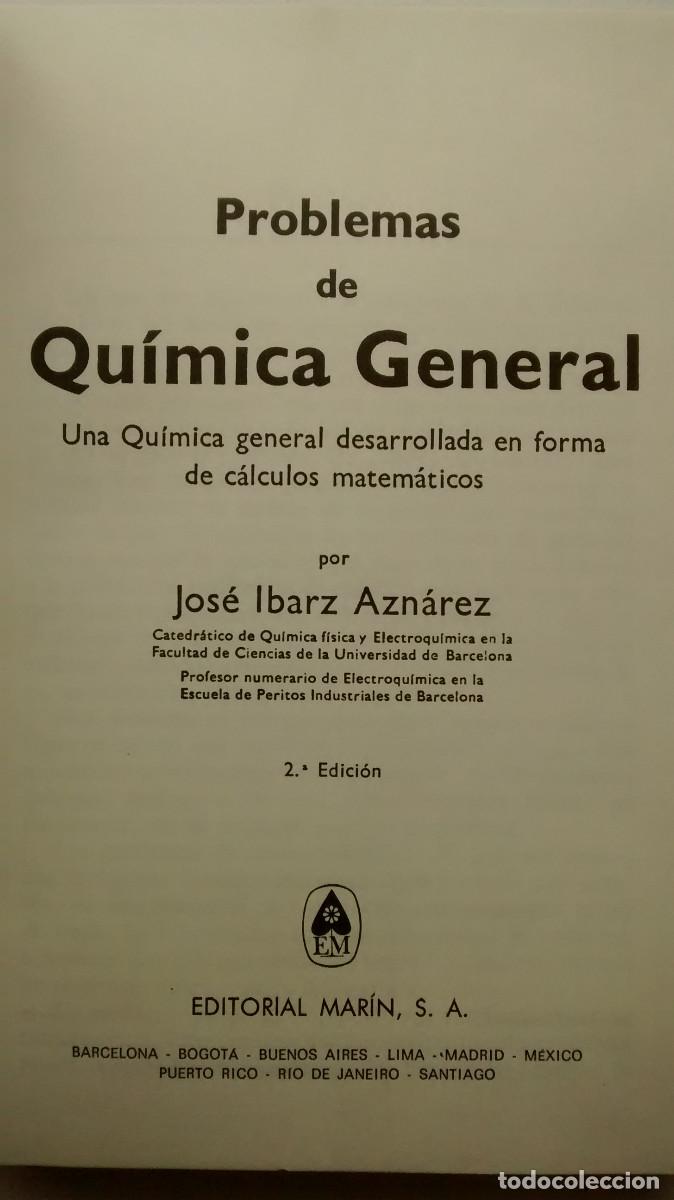 Libros de segunda mano de ciencias: Problemas de qu&iacute;mica general - J. Ibarz - Foto 3