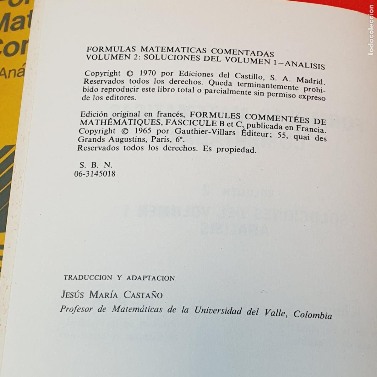 Libros de segunda mano de ciencias: LOTE 3 LIBROS-F&Oacute;RMULAS MATEM&Aacute;TICAS COMENTADAS-EDICIONES DEL CASTILLO S.A.-DESCATALOGAD - Foto 18