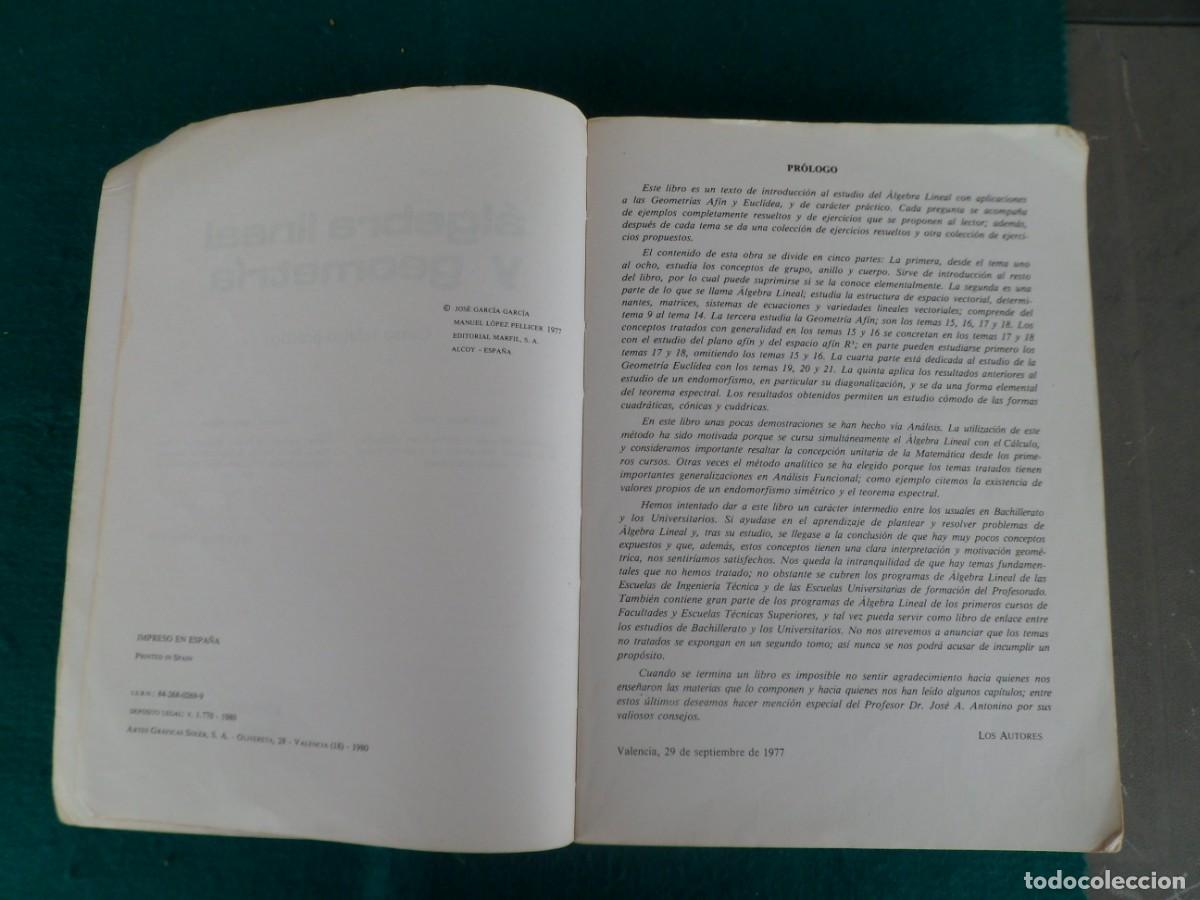 Libros de segunda mano de ciencias: &Aacute;LGEBRA LINEAL Y GEOMETR&Iacute;A. Curso te&oacute;rico-pr&aacute;ctico - Foto 7