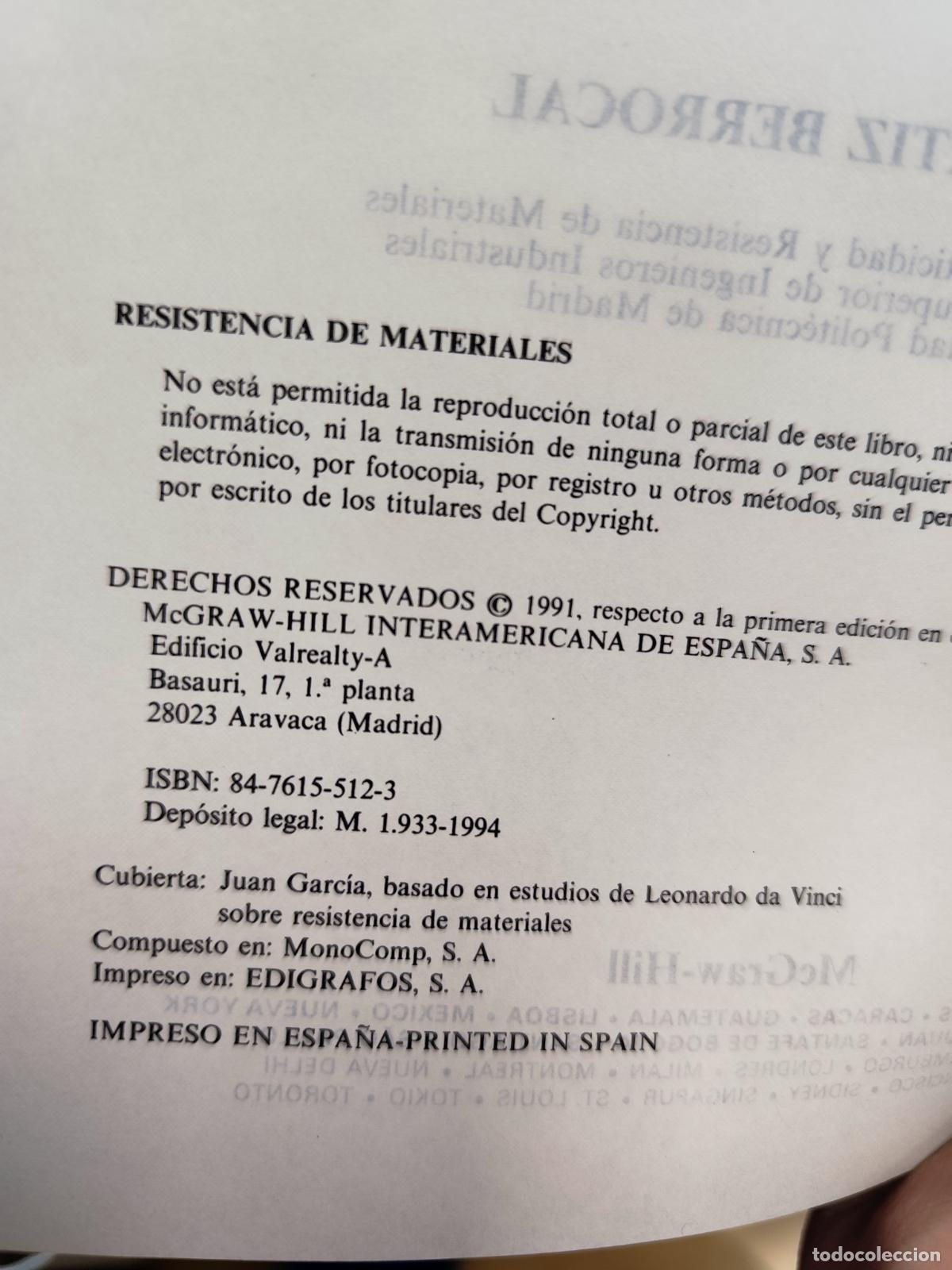 Libros de segunda mano de ciencias: Resistencia de Materiales - Lu&iacute;s Ortiz Berrocal - Foto 3