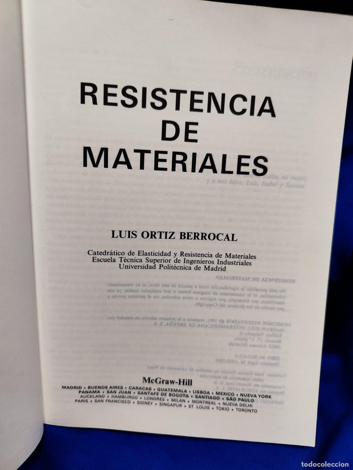Libros de segunda mano de ciencias: Resistencia de Materiales - Lu&iacute;s Ortiz Berrocal - Foto 6