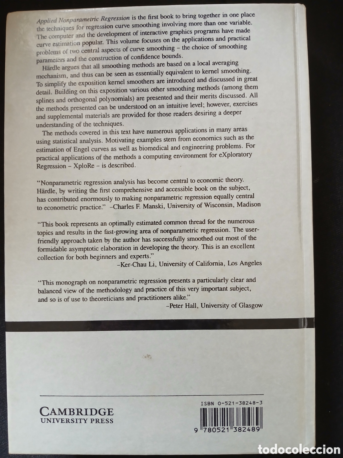 Libros de segunda mano de ciencias: APPLIED NONPARAMETRIC REGRESSION W.H&Auml;RDLE - Foto 2