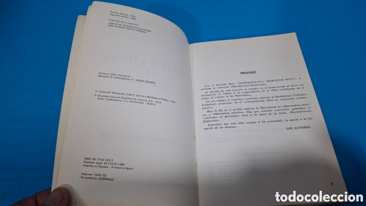 Libros de segunda mano de ciencias: MATEM&Aacute;TICAS - EJERCICIOS 3 B.U.P. SGEL - Foto 3