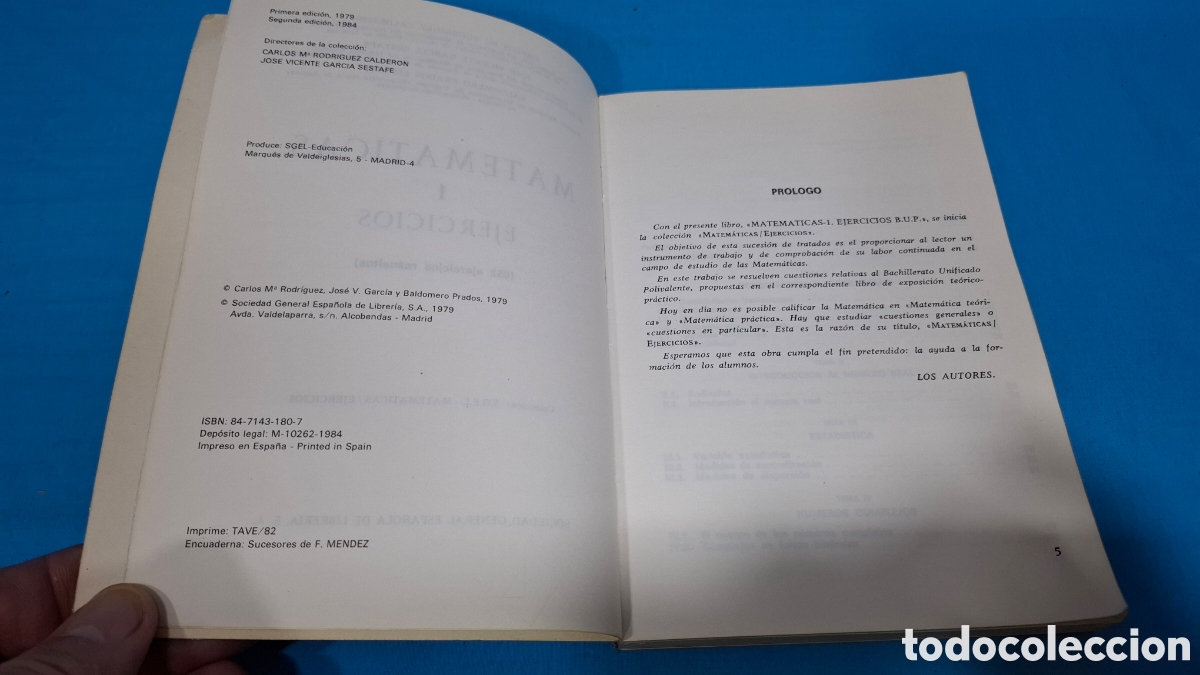 Libros de segunda mano de ciencias: MATEM&Aacute;TICAS - EJERCICIOS 1 B.U.P SGEL - Foto 3