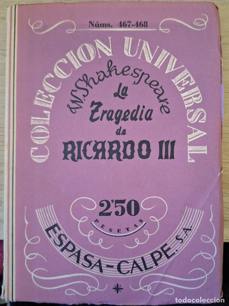 Libros de segunda mano de ciencias: LA TRAGEDIA DE RICARDO III. - SHAKESPEARE, William. - Foto 1