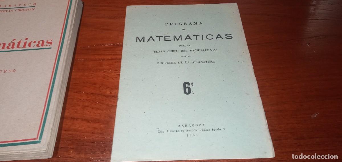Libros de segunda mano de ciencias: Matem&aacute;ticas Sexto Curso Estevan Ciriquiain. 1950 - Foto 5