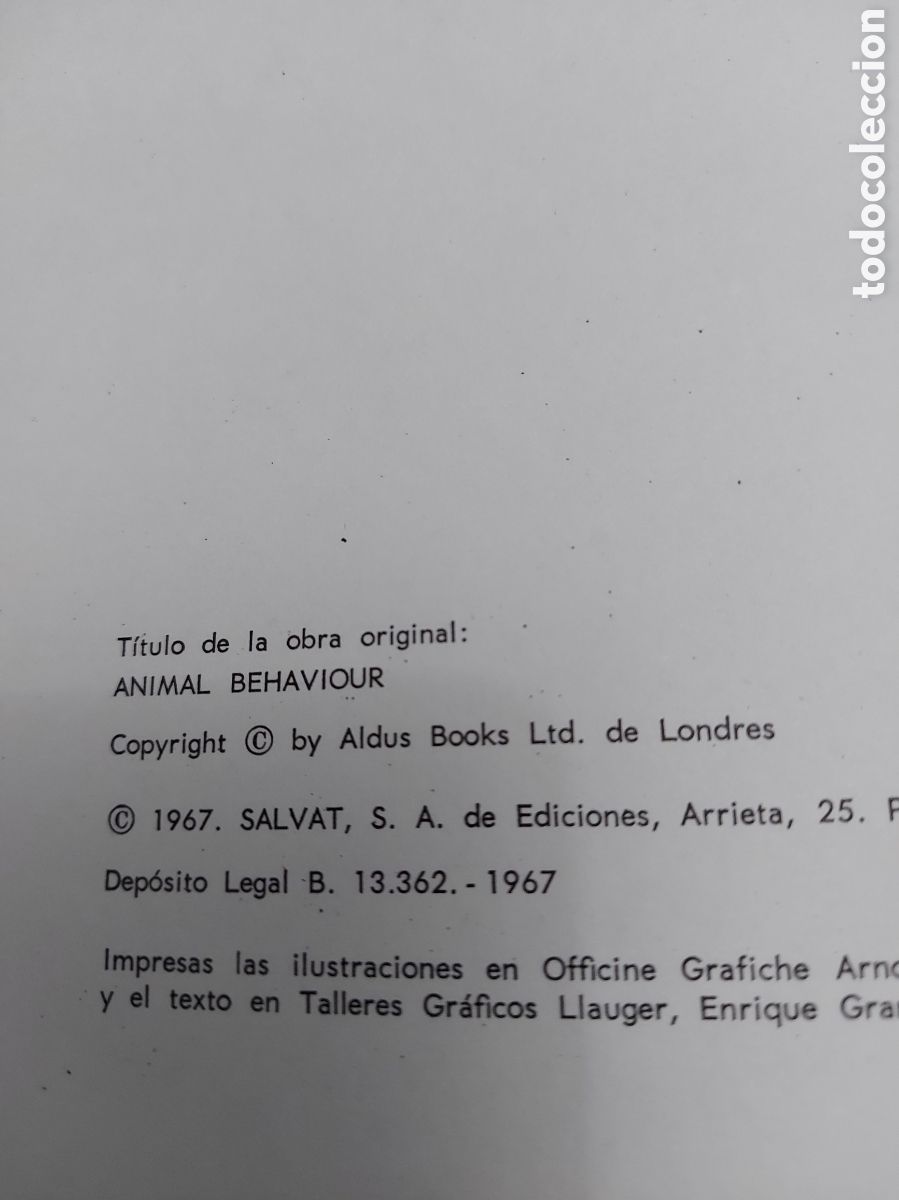 Libros de segunda mano: LA CONDUCTA DE LOS ANIMALES a&ntilde;o 1967 - Foto 3