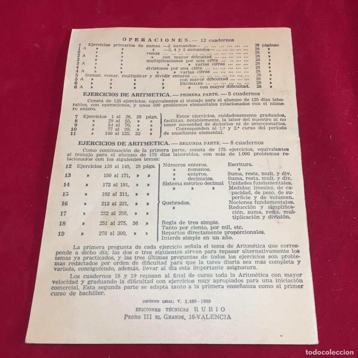 Libros de segunda mano de ciencias: Problemas Rubio. Ejercicios de Aritm&eacute;tica. Primera Parte. Ediciones T&eacute;cnicas Rubio 1959 - Foto 8
