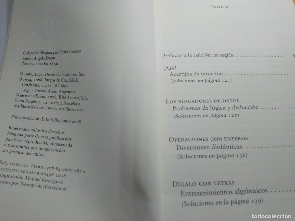 Libros de segunda mano de ciencias: DESAFIOS MATEMATICOS. ANGELA DUNN. RBA BOLSILLO - Foto 4