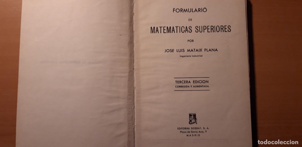 Libros de segunda mano de ciencias: Formulario de Matem&aacute;ticas Superiores - Foto 2