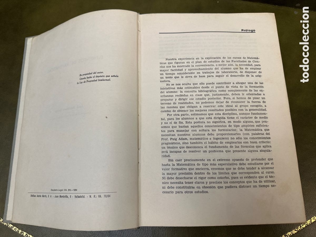 Libros de segunda mano de ciencias: ELEMENTOS DE MATEM&Aacute;TICAS / JOSE MARTINEZ SALAS - Foto 4