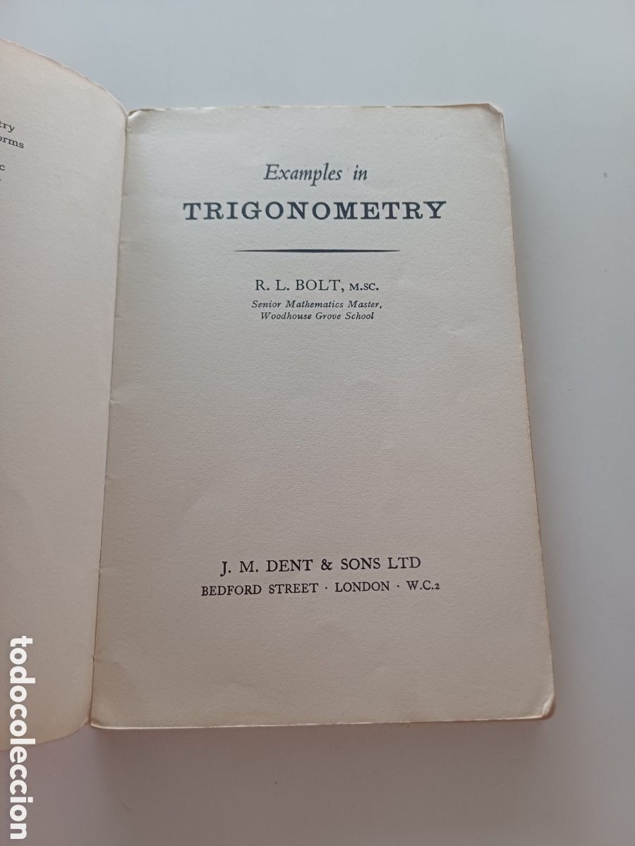 Libros de segunda mano de ciencias: Examples in trigonometry 1975 INGL&Eacute;S - Foto 2