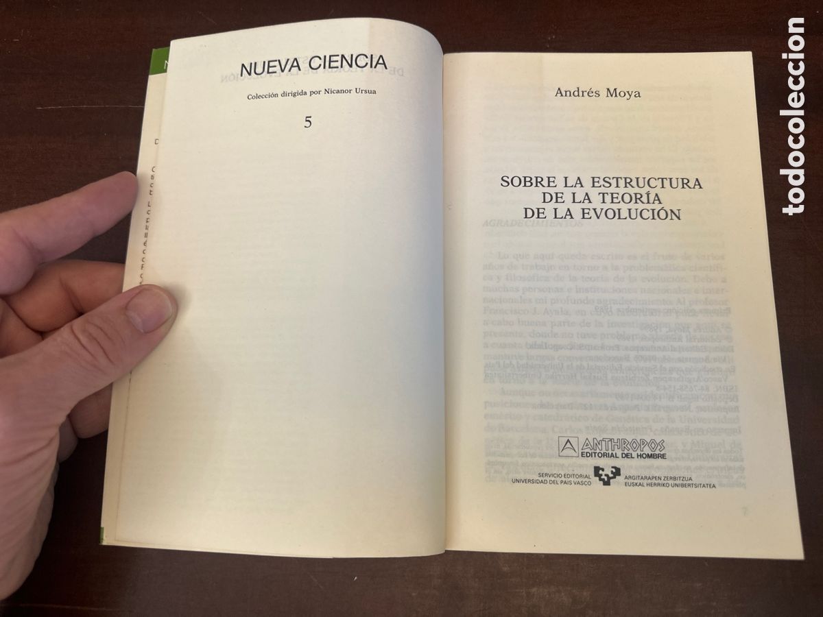 Libros de segunda mano: SOBRE LA ESTRUCTURA DE LA TEORIA DE LA EVOLUCION - ANDRES MOYA - Foto 2