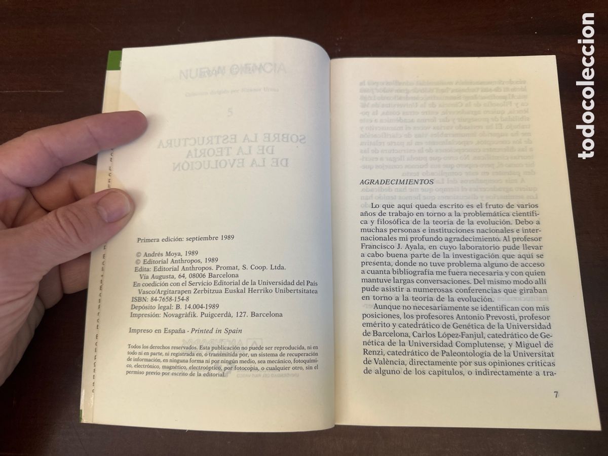 Libros de segunda mano: SOBRE LA ESTRUCTURA DE LA TEORIA DE LA EVOLUCION - ANDRES MOYA - Foto 3