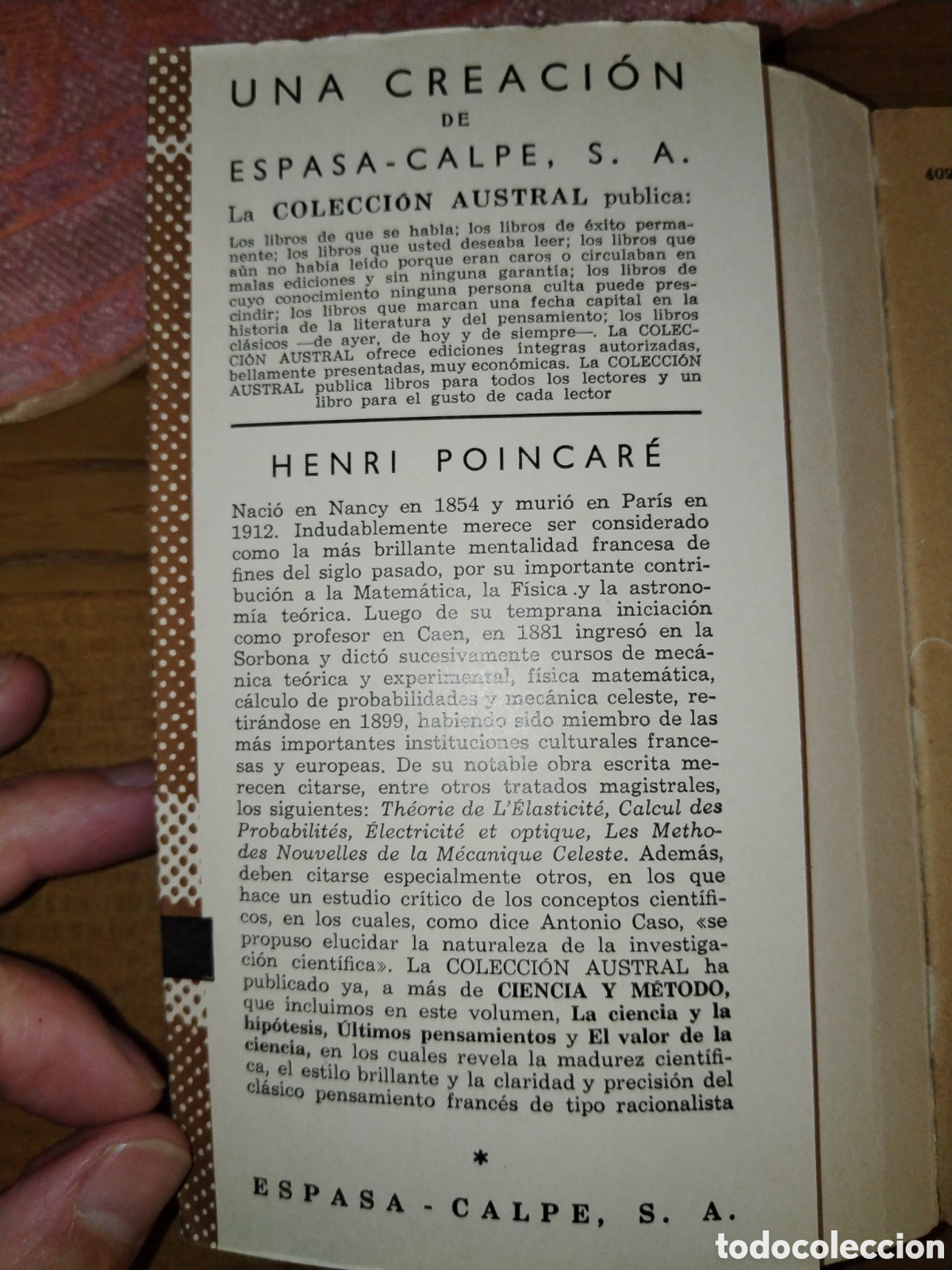 Libros de segunda mano de ciencias: Ciencia y m&eacute;todo. Henri Poincare. Austral - Foto 2