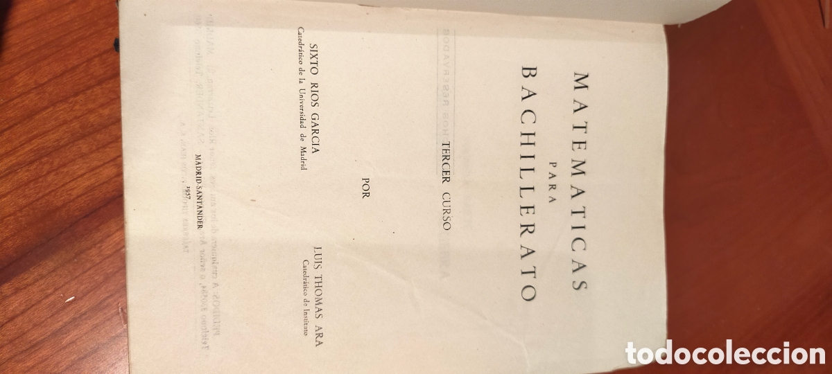 Libros de segunda mano de ciencias: MATEM&Aacute;TICAS TERCER CURSO DE BACHILLERATO (PLAN DE 1953) - Foto 2