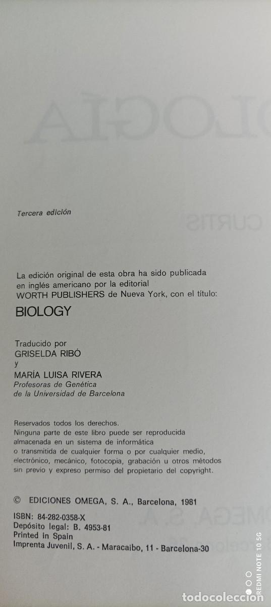Libros de segunda mano: BIOLOG&Iacute;A HELENA CURTIS OMEGA - Foto 2