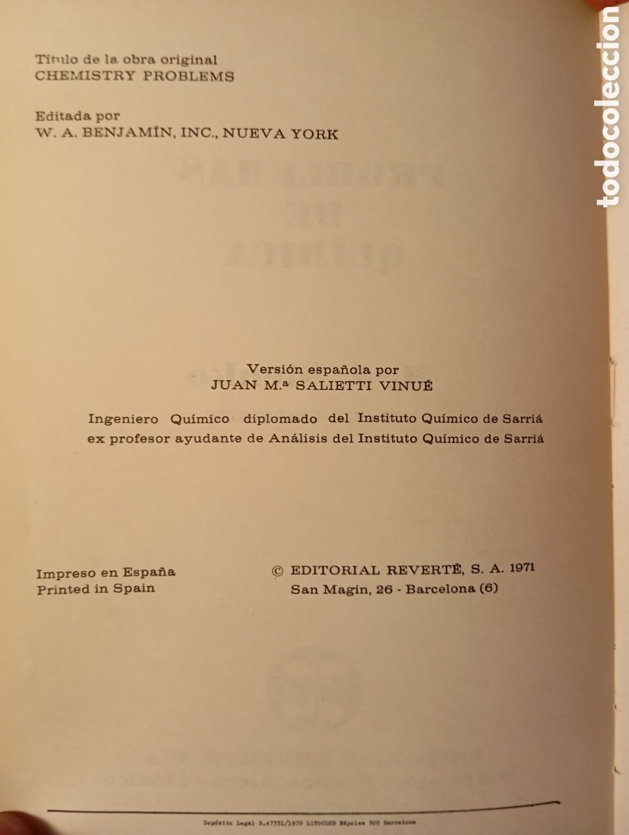 Libros de segunda mano de ciencias: PROBLEMAS DE QUIMICA, EDITORIAL REVERTE. - Foto 5