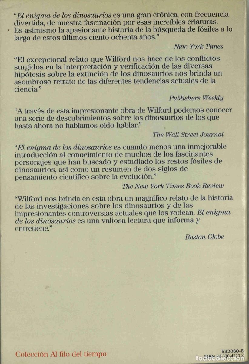 Libros de segunda mano: El enigma de los dinosaurios. John Noble Wilford. 1987 - Foto 2