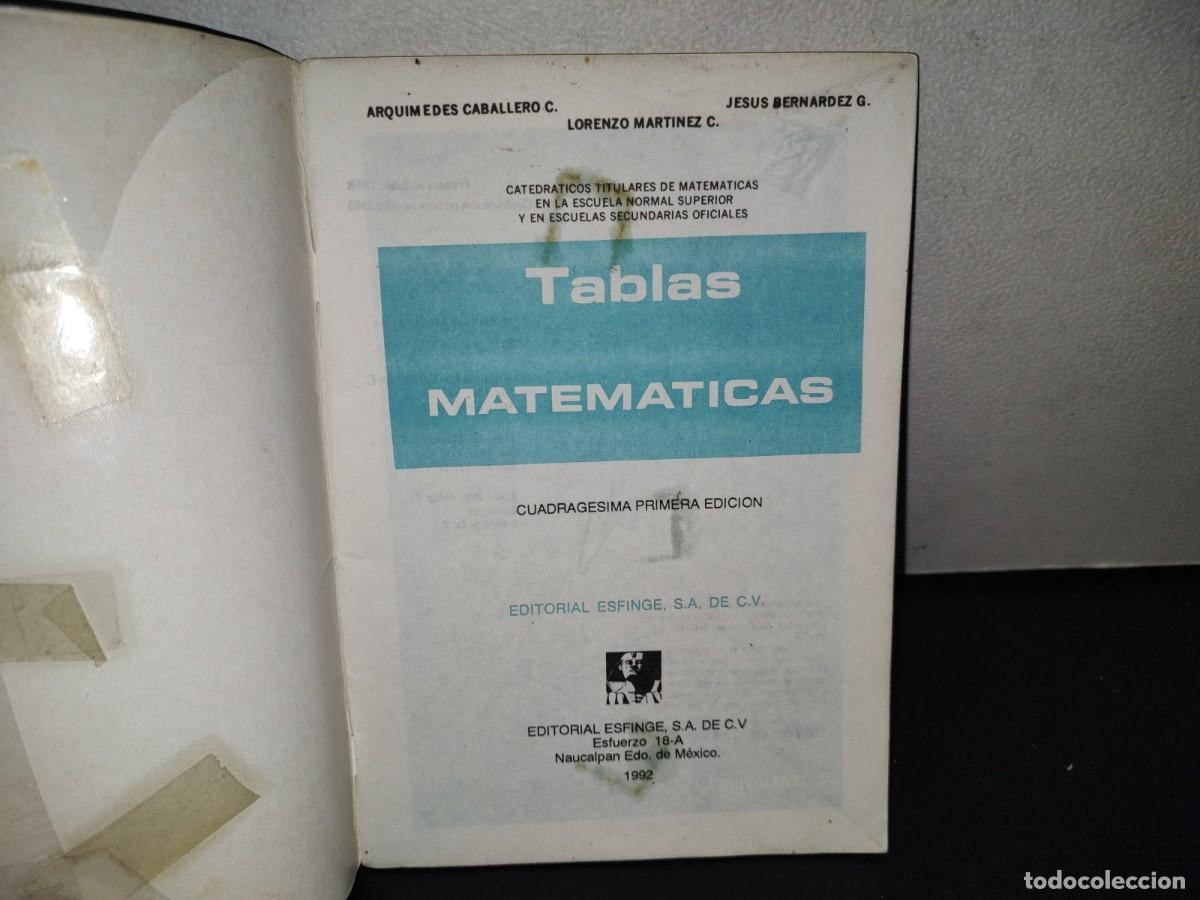 Libros de segunda mano de ciencias: 114- TABLAS MATEM&Aacute;TICAS - ARQU&Iacute;MEDES CABALLERO C. - EDITORIAL ESFINGE - Foto 4