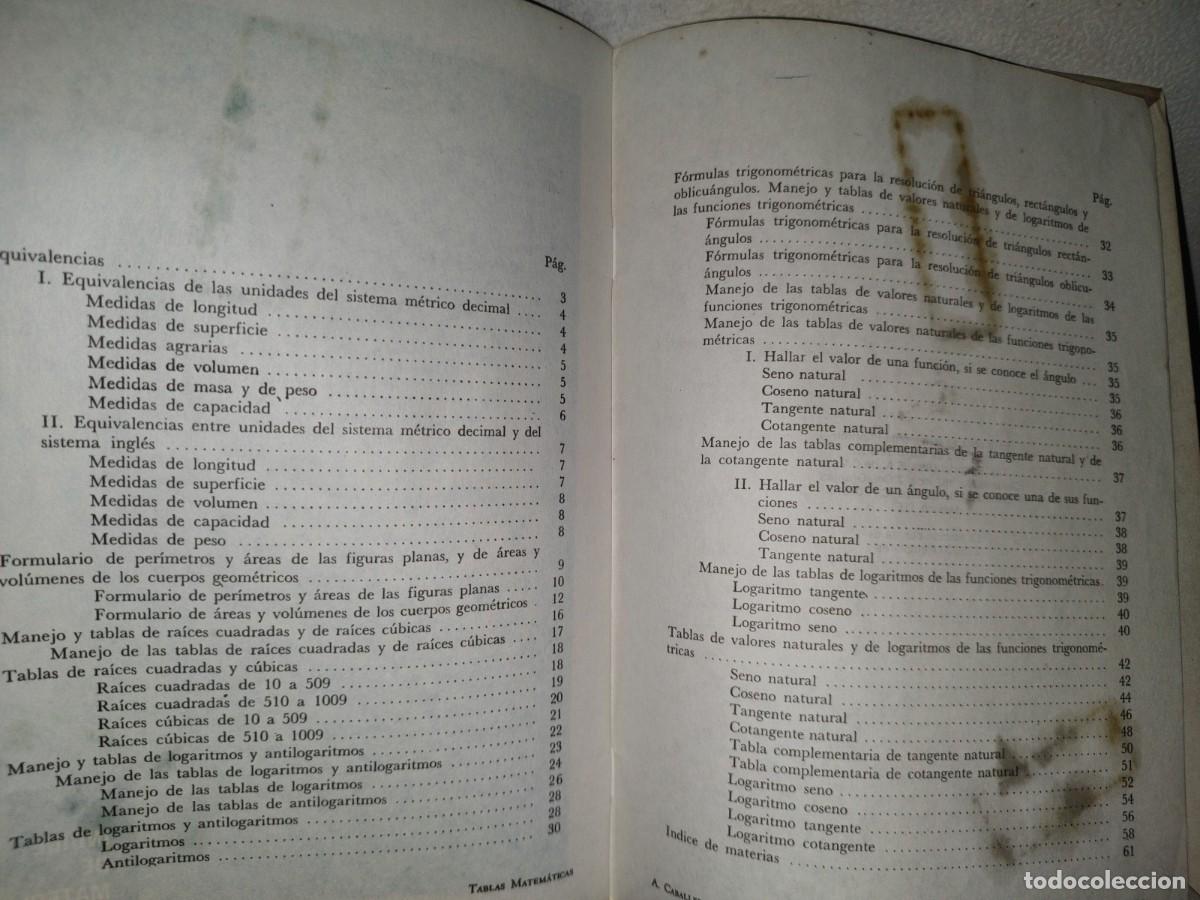 Libros de segunda mano de ciencias: 114- TABLAS MATEM&Aacute;TICAS - ARQU&Iacute;MEDES CABALLERO C. - EDITORIAL ESFINGE - Foto 6