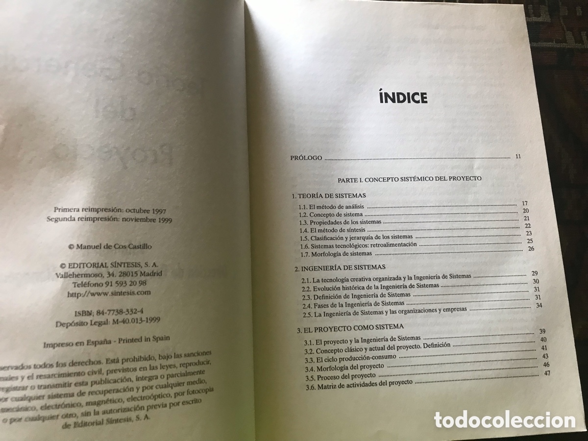 Libros de segunda mano de ciencias: Teor&iacute;a general del proyecto. Volumen I. Manuel de Cos Castillo. Editorial S&iacute;ntesis - Foto 5