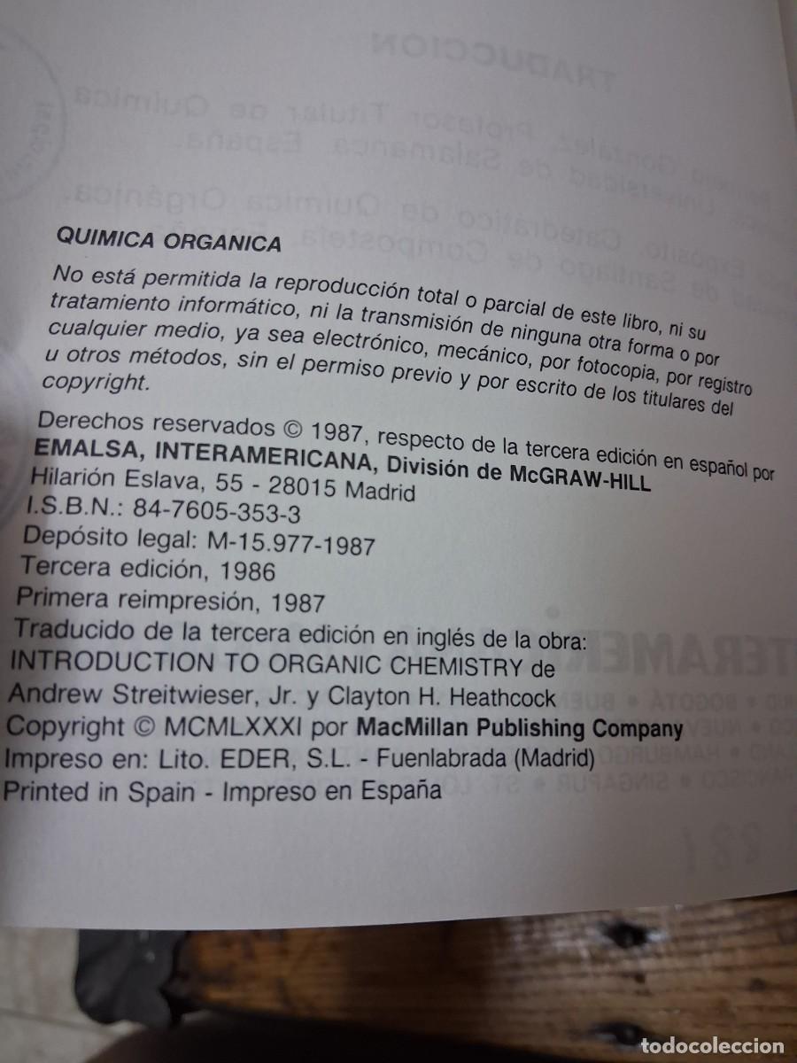 Libros de segunda mano de ciencias: Libro Quimica organica editorial interamericana - Foto 4