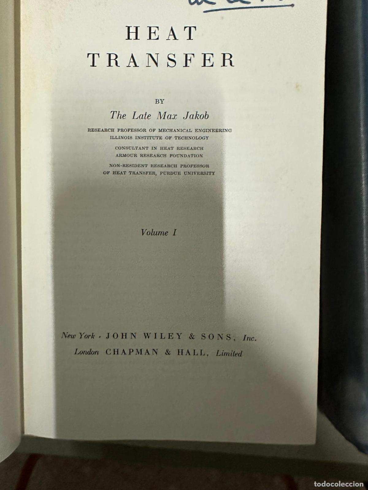 Libros de segunda mano de ciencias: Heat Transfer - Max Jakob - 2 VOlumenes en ingles - Foto 2