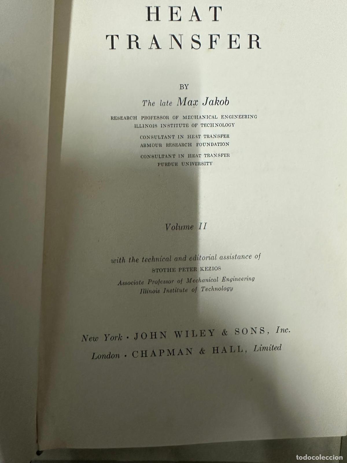 Libros de segunda mano de ciencias: Heat Transfer - Max Jakob - 2 VOlumenes en ingles - Foto 3