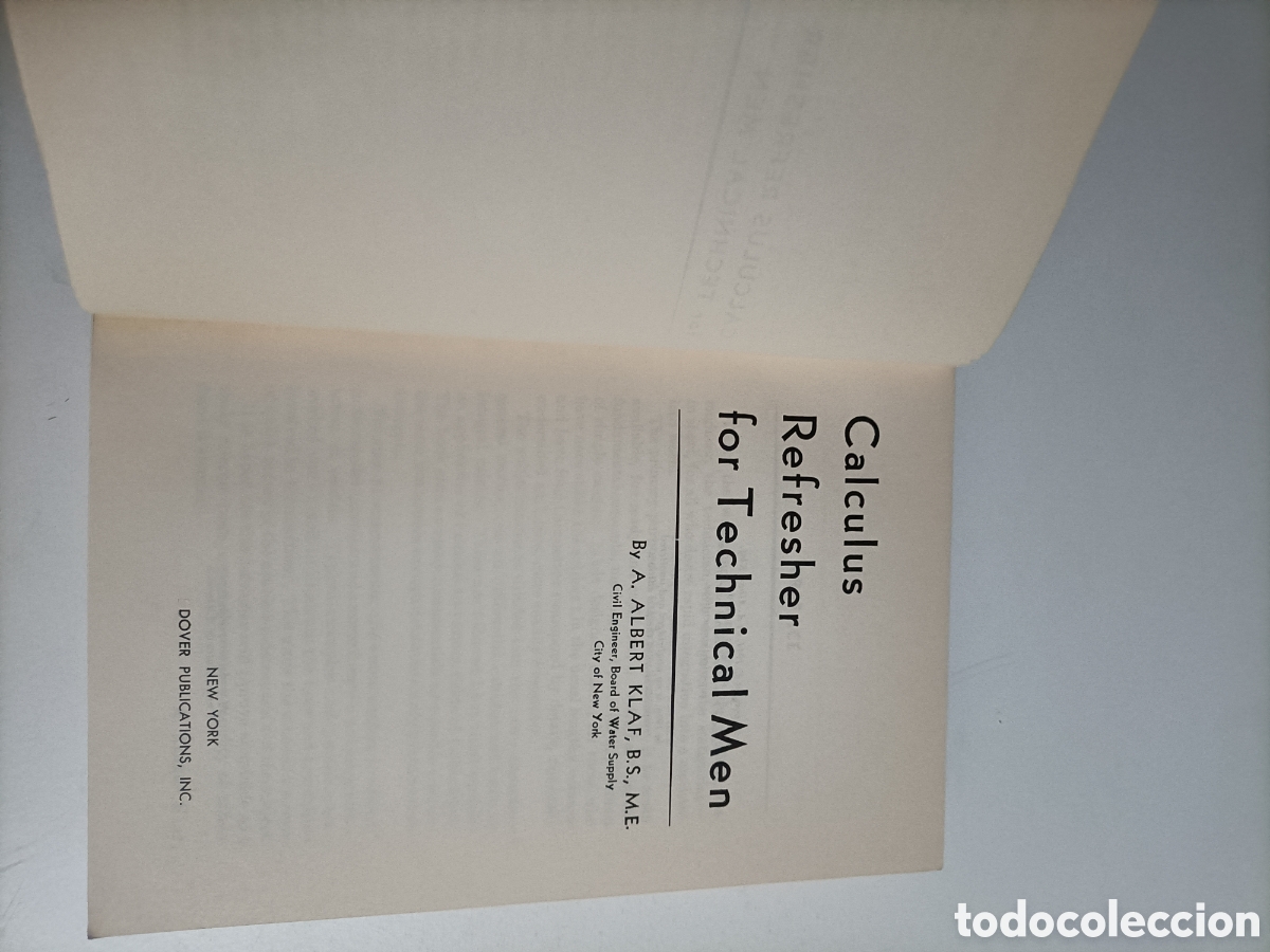 Libros de segunda mano de ciencias: C&aacute;lculus refresher for technical men A A Klaf . Texto en ingl&eacute;s c&aacute;lculos repaso para t&eacute;cnicos. - Foto 7