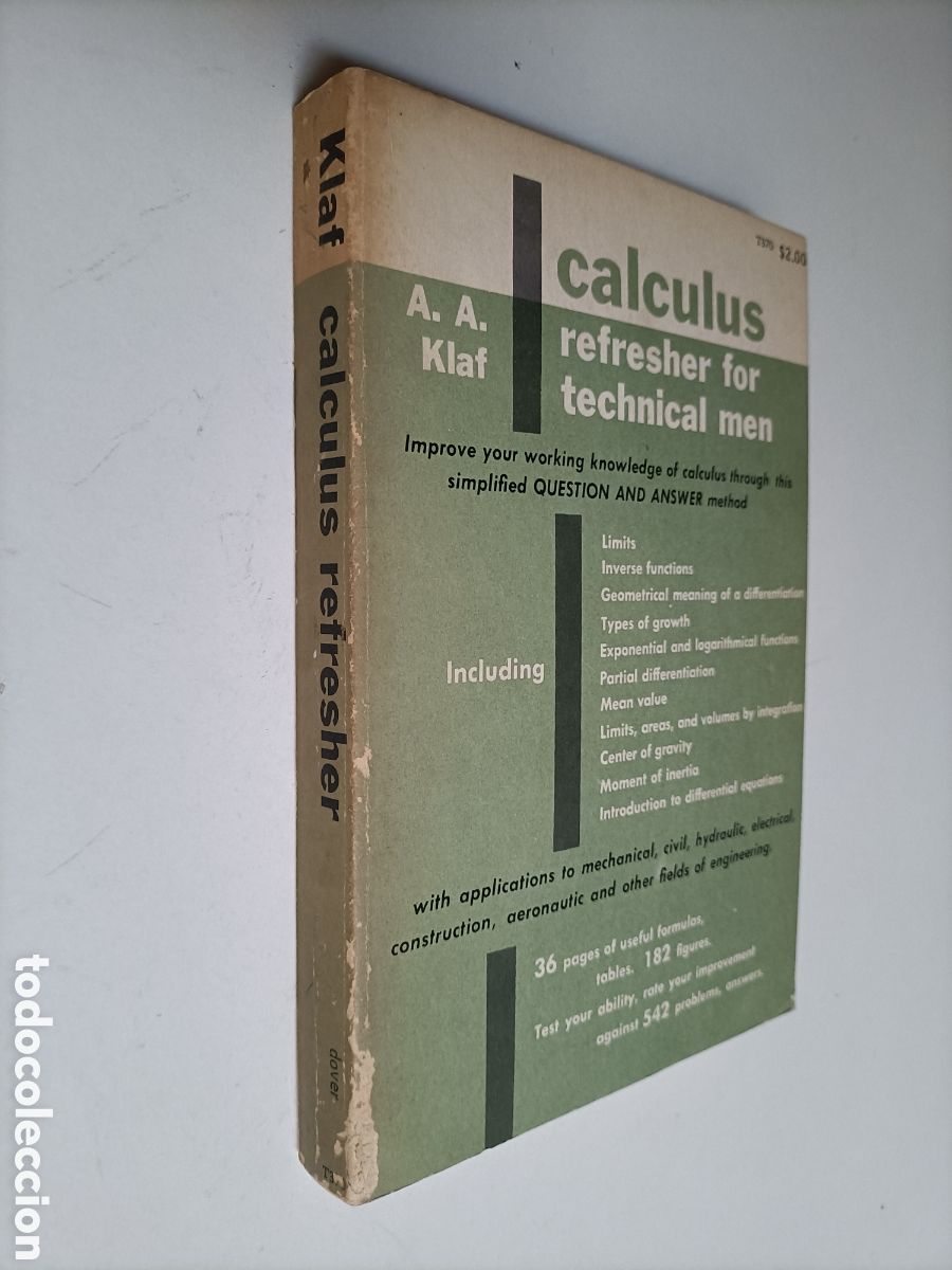 Libros de segunda mano de ciencias: C&aacute;lculus refresher for technical men A A Klaf . Texto en ingl&eacute;s c&aacute;lculos repaso para t&eacute;cnicos. - Foto 1