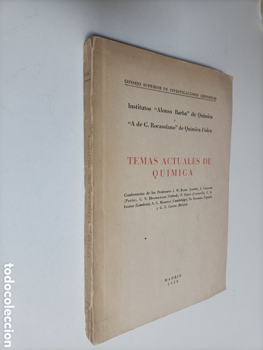 Second hand books of Sciences: Temas actuales de qu&iacute;mica. Conferencias. Madrid 1950